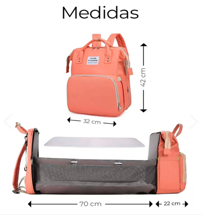 MOCHILA PAÑALERA 3 EN 1 USB ROSA